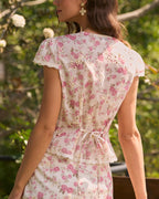 Pink Floral Embroidery Button Blouse