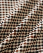 Coffee Square Neck Plaid Blouse