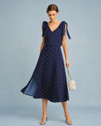 Navy V Neck Polka Dot Cami Top