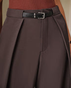Coffee Natural Waisted Pocket Casual Pants