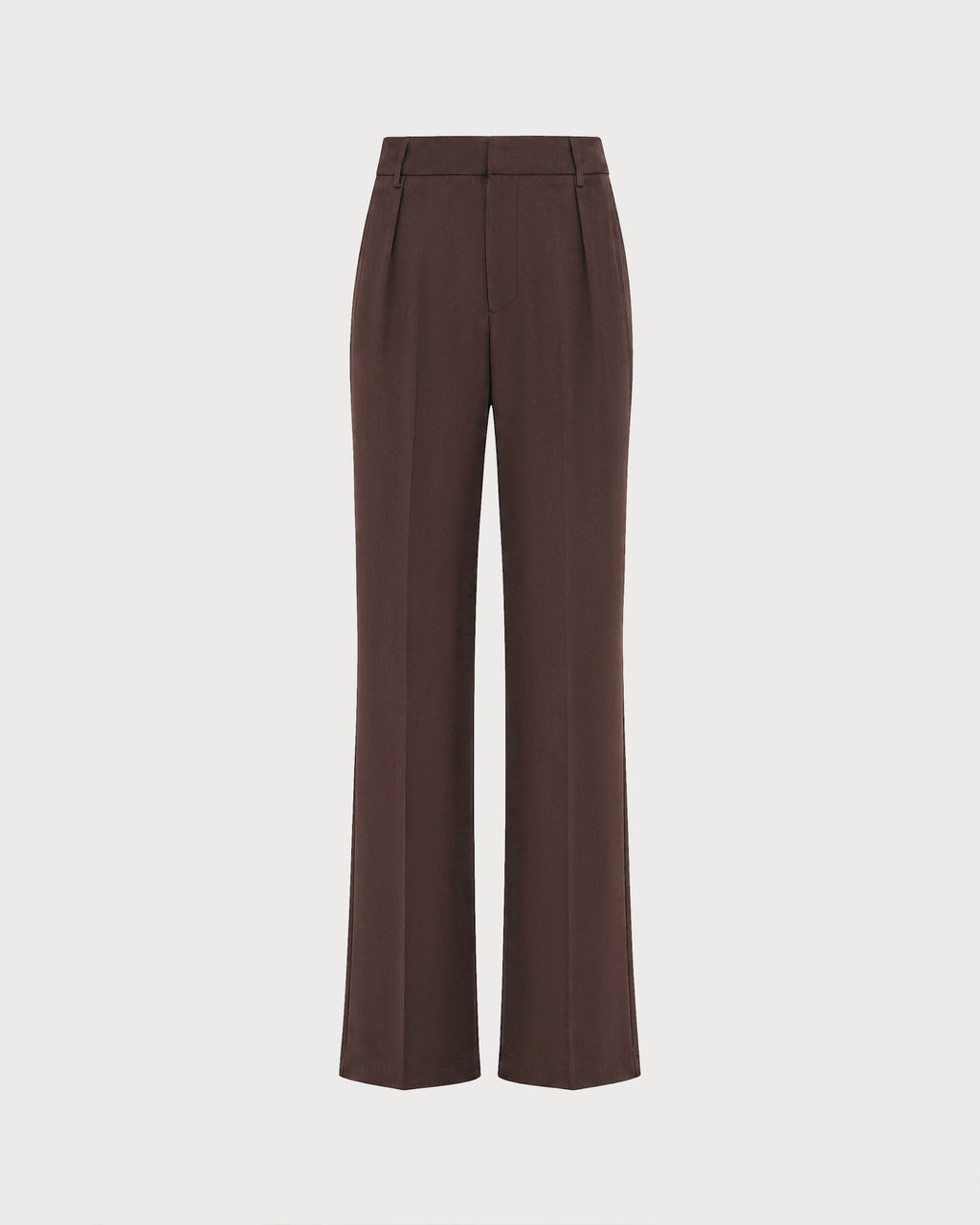 Coffee Elastic Waist Pockets Straight Pants