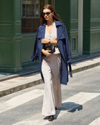 Grey Flared Pocket Casual Pants