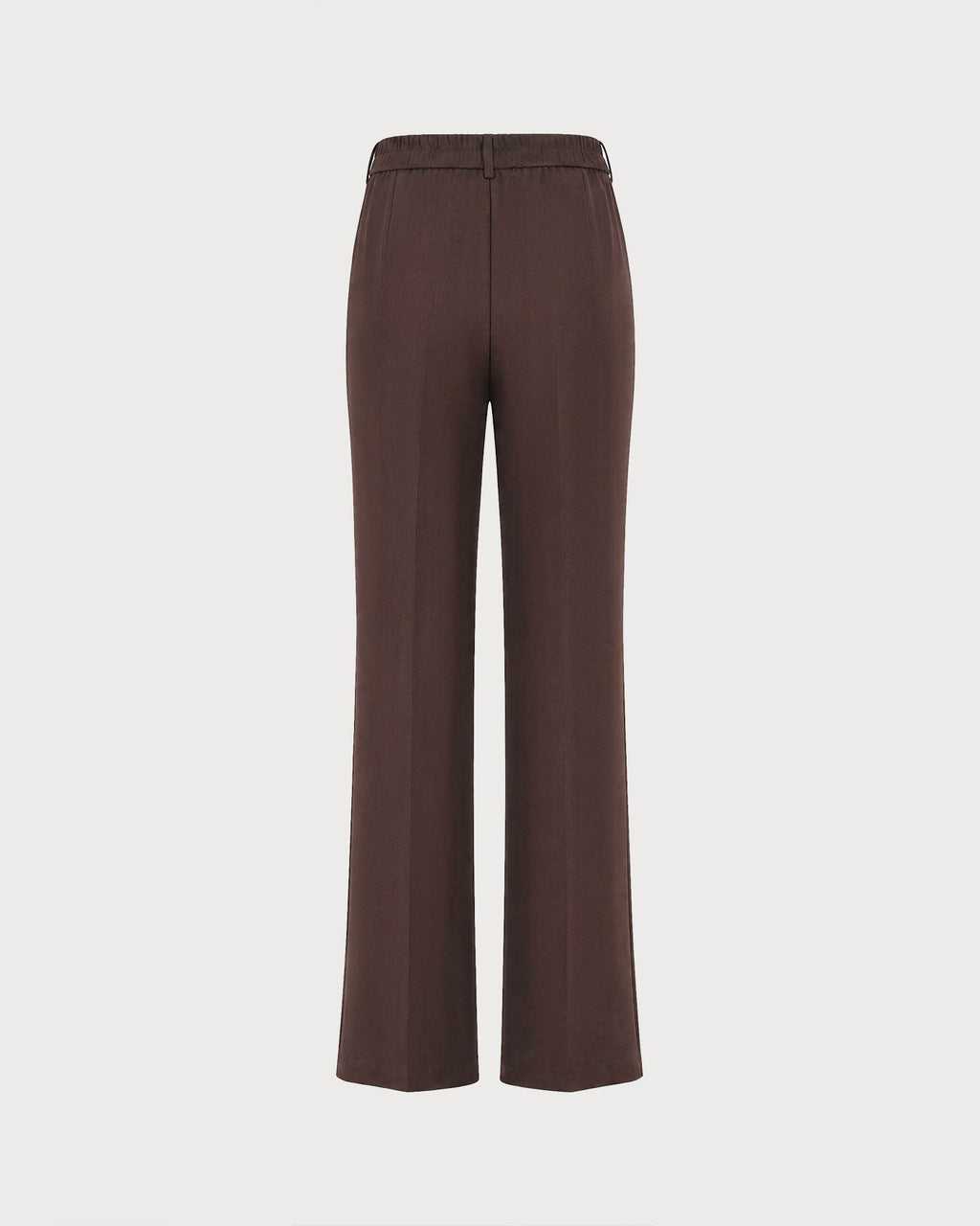 Coffee Elastic Waist Pockets Straight Pants