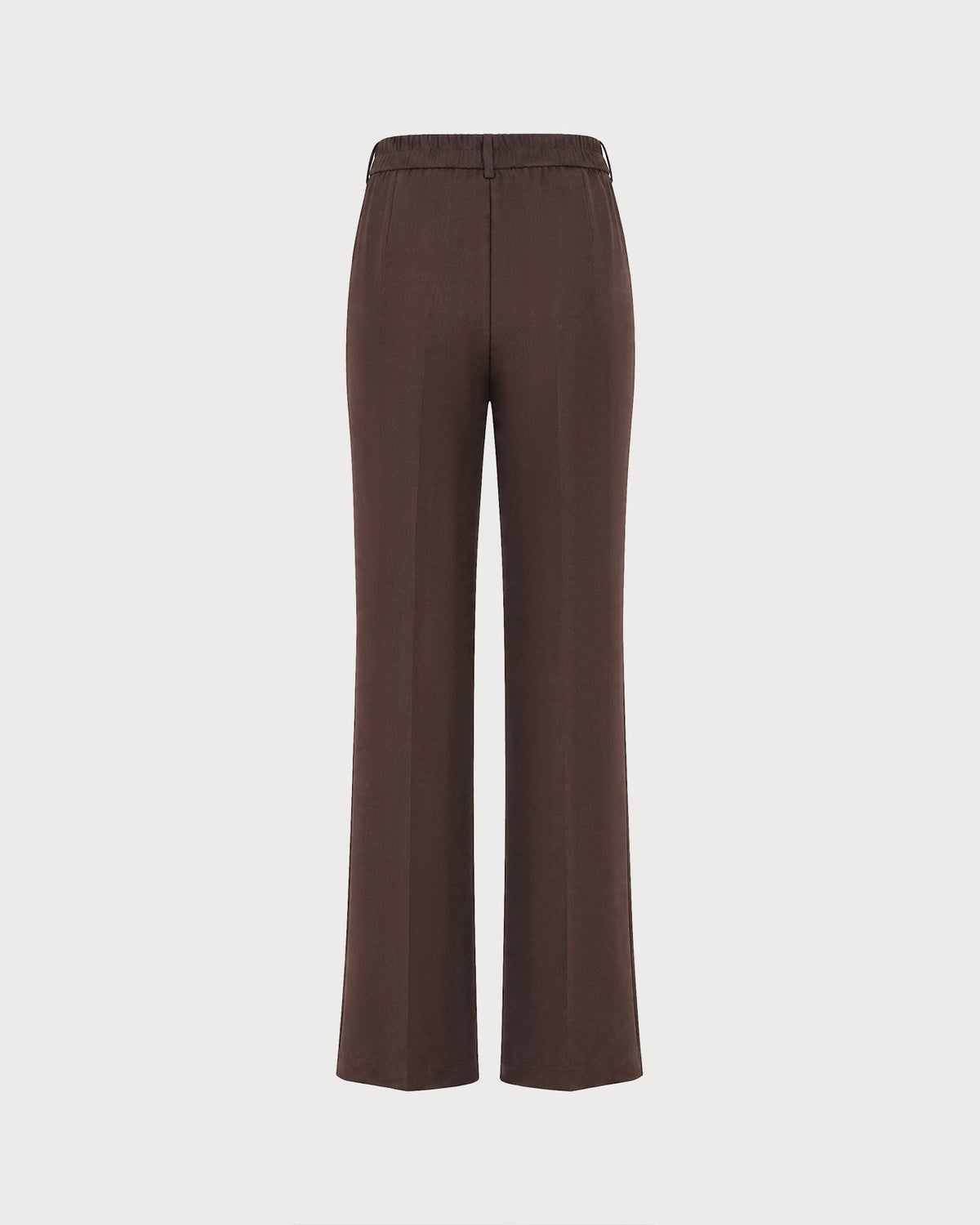 Coffee Elastic Waist Pockets Straight Pants