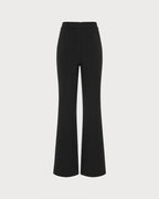 Black Button Pockets Straight Pants