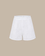 White Jacquard Pockets Shorts