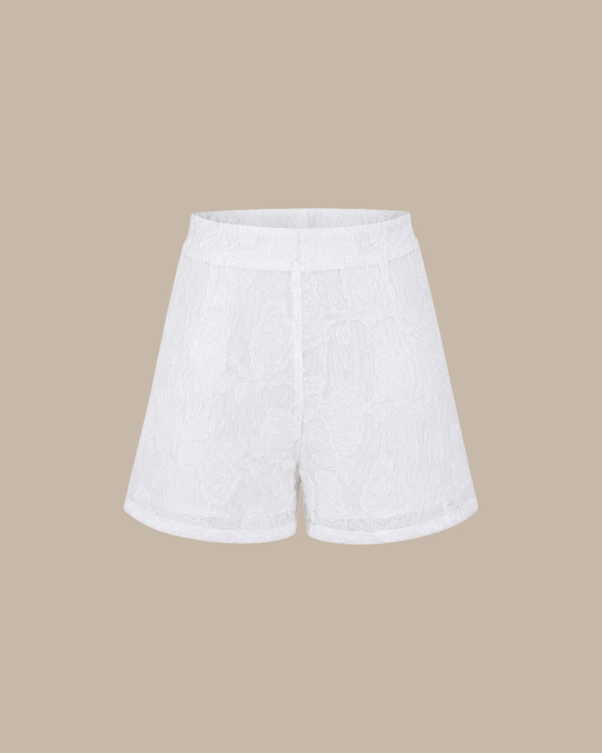 White Jacquard Pockets Shorts