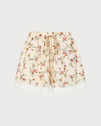 Apricot Elastic Waist Lace Floral Shorts