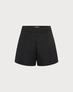 Black Natural Waisted Satin Shorts