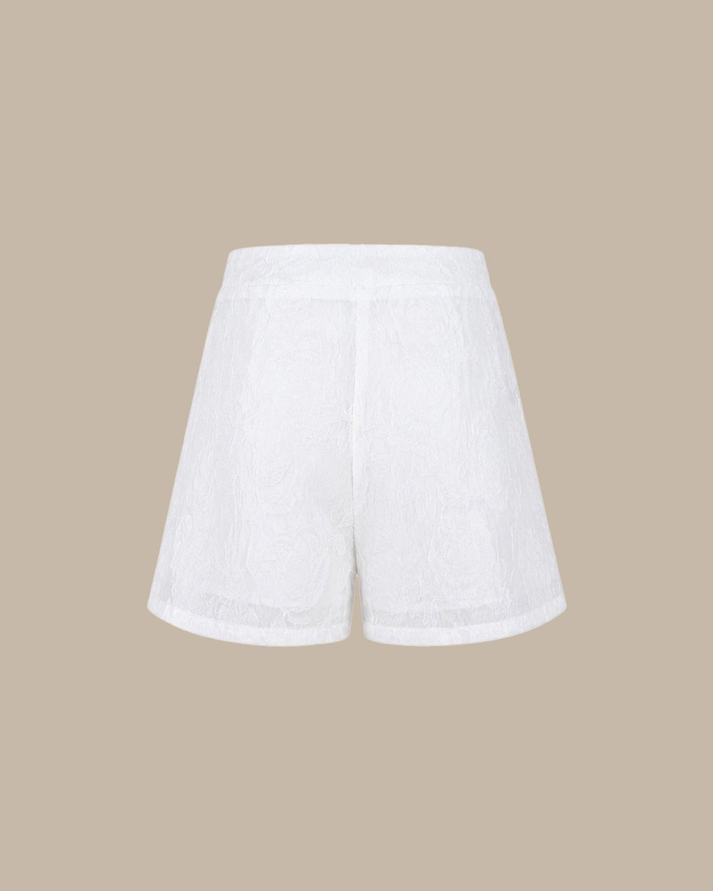 White Jacquard Pockets Shorts