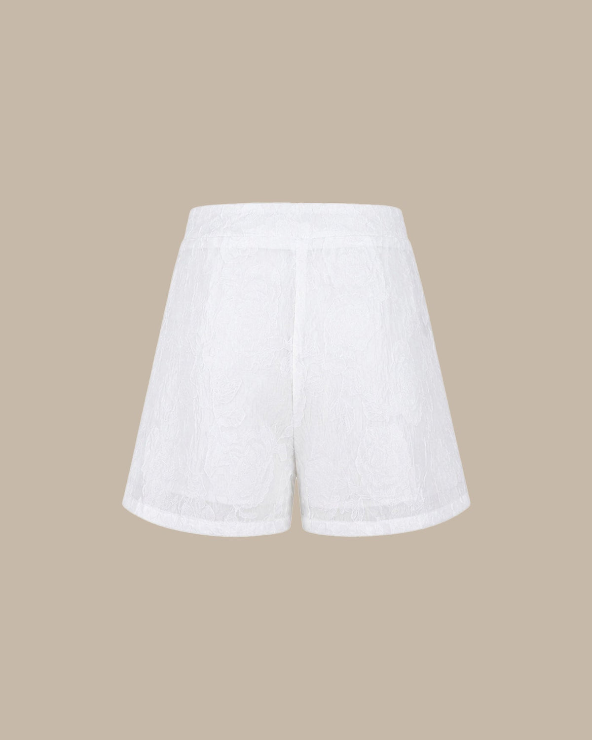 White Jacquard Pockets Shorts