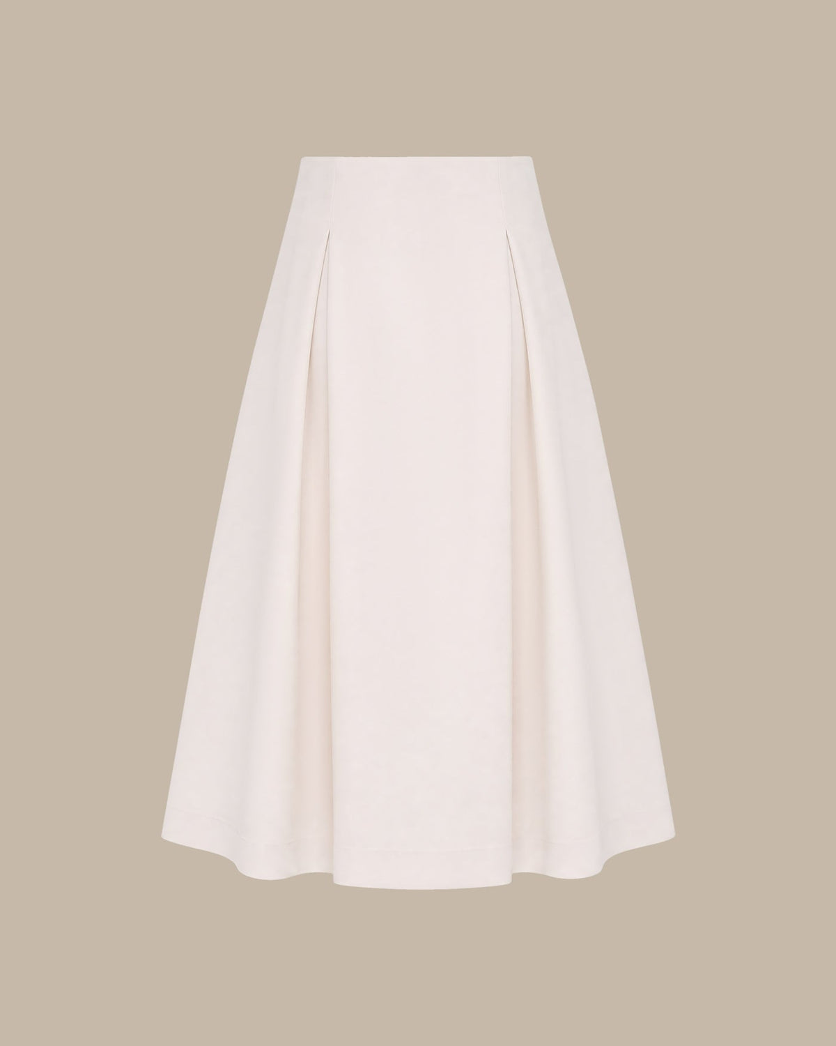 Off White Zipper A-Line Midi Skirt