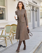 Brown Natural Waisted A-Line Midi Skirt