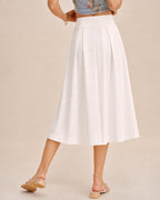 Off White Zipper A-Line Midi Skirt