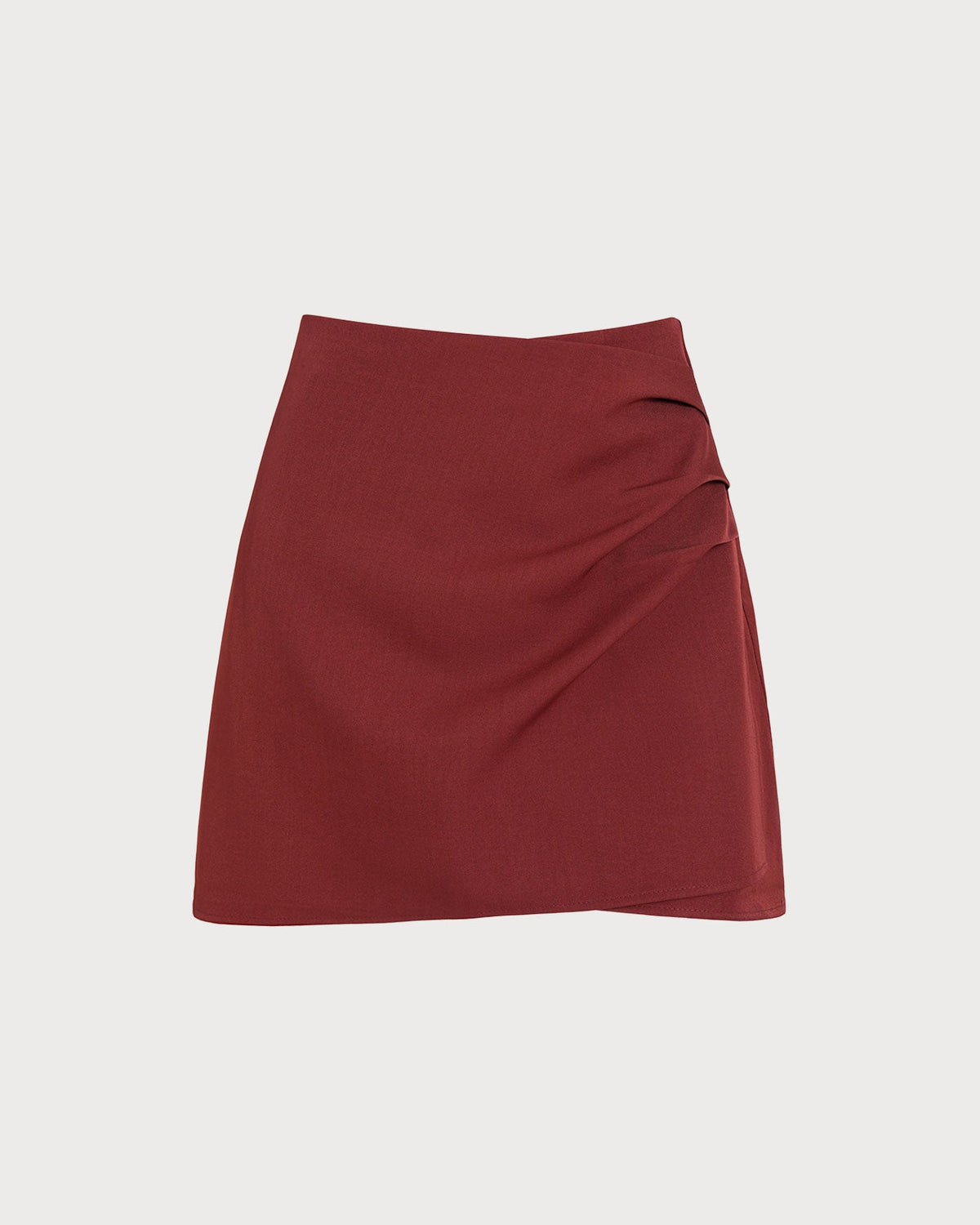 Brick Red Ruched A-Line Mini Skirt