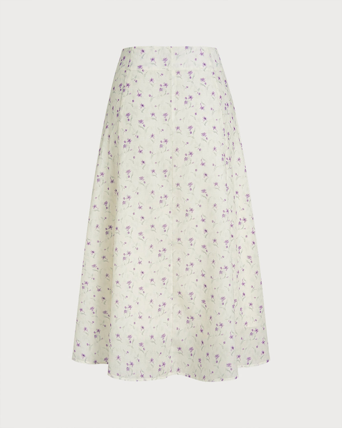 Beige Floral Slit Midi Skirt