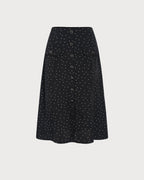 Black Polka Dot Midi Skirt