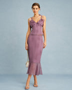 Purple Floral Mermaid Midi Skirt