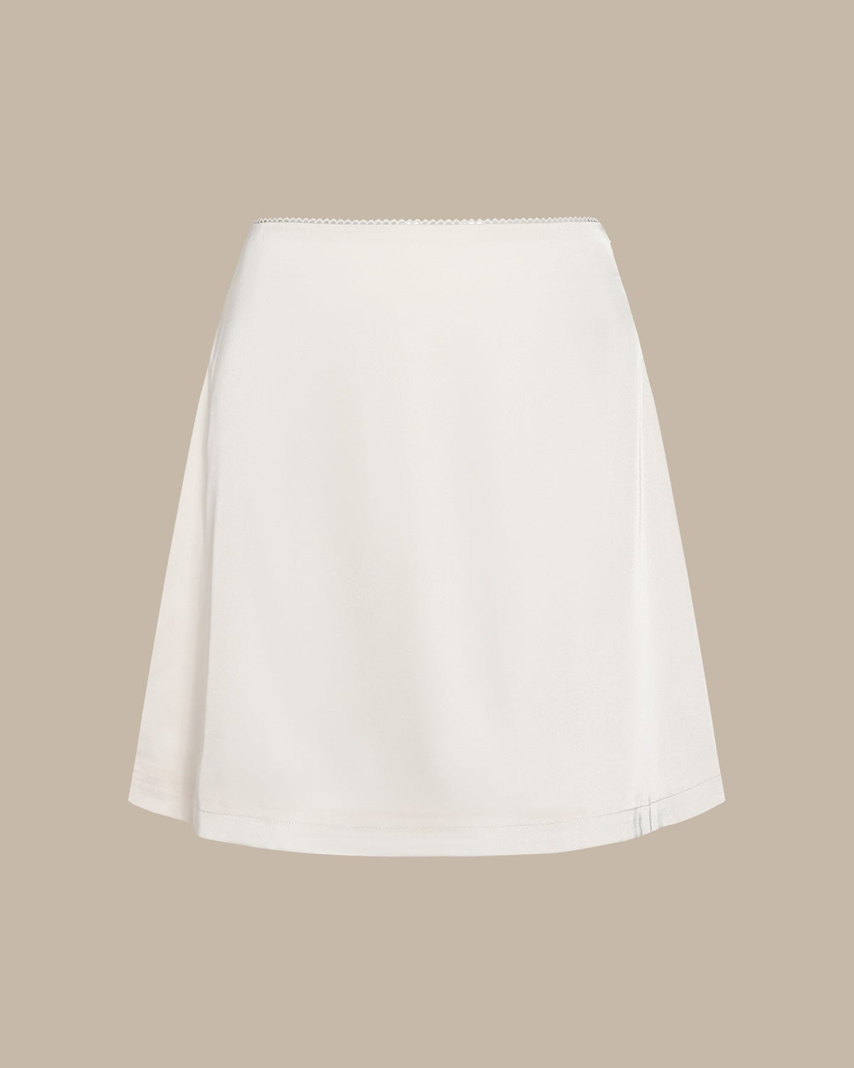 Apricot Lace Zipper Satin Mini Skirt