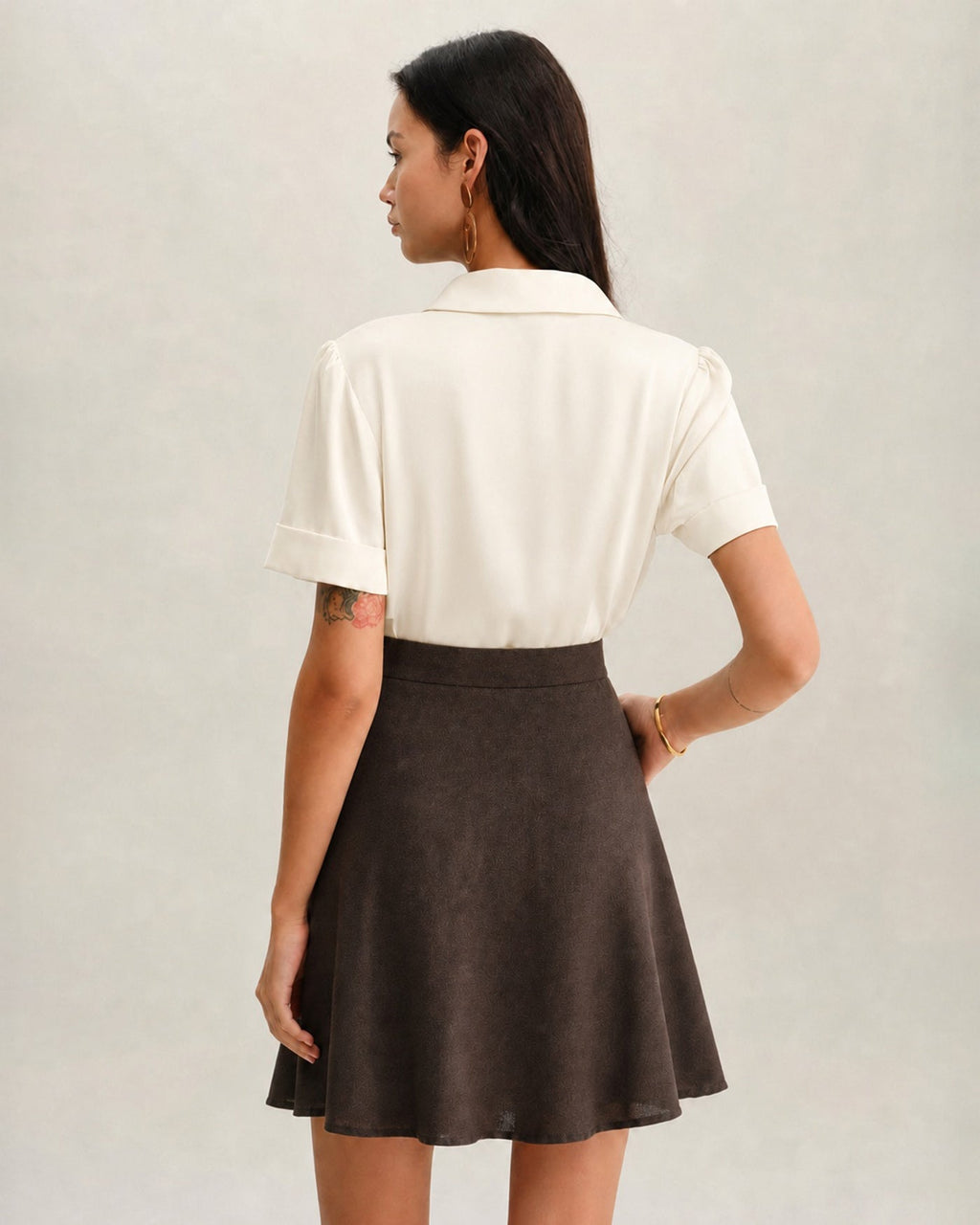 Brown Pocket High Waisted Skirt