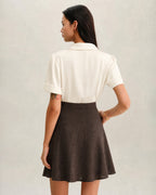 Brown Pocket High Waisted Skirt