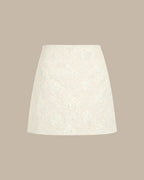 Apricot Jacquard Slit Mini Skirt