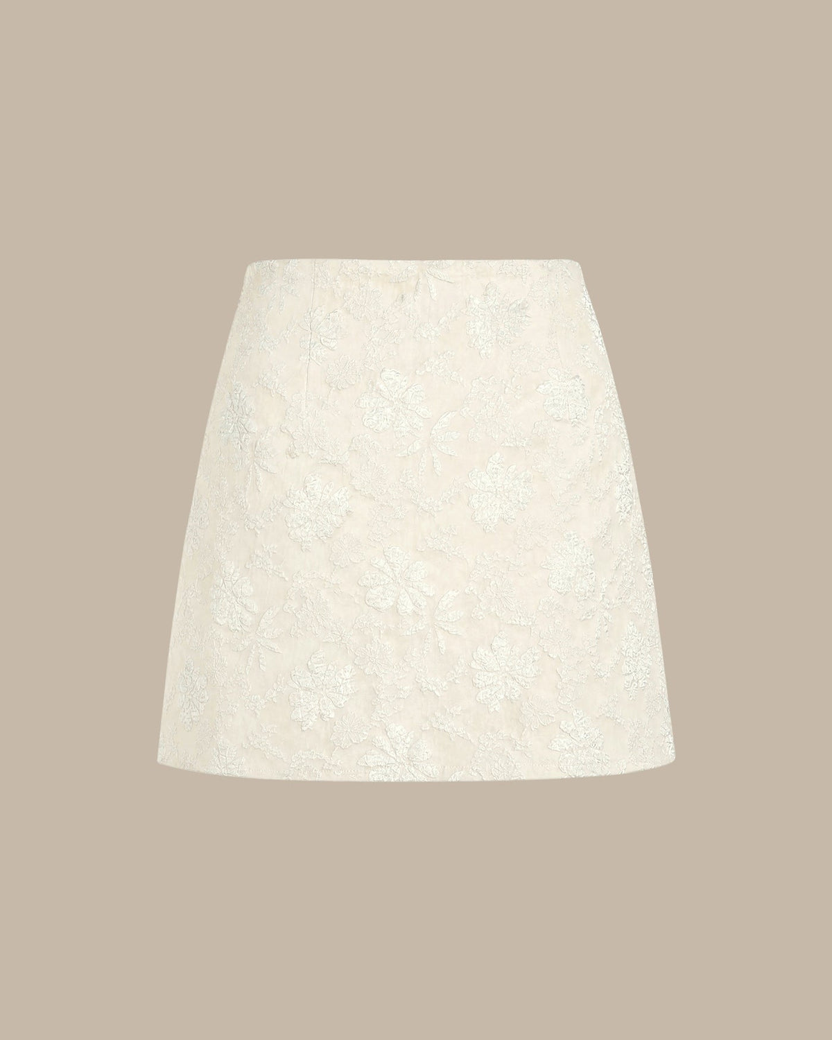 Apricot Jacquard Slit Mini Skirt