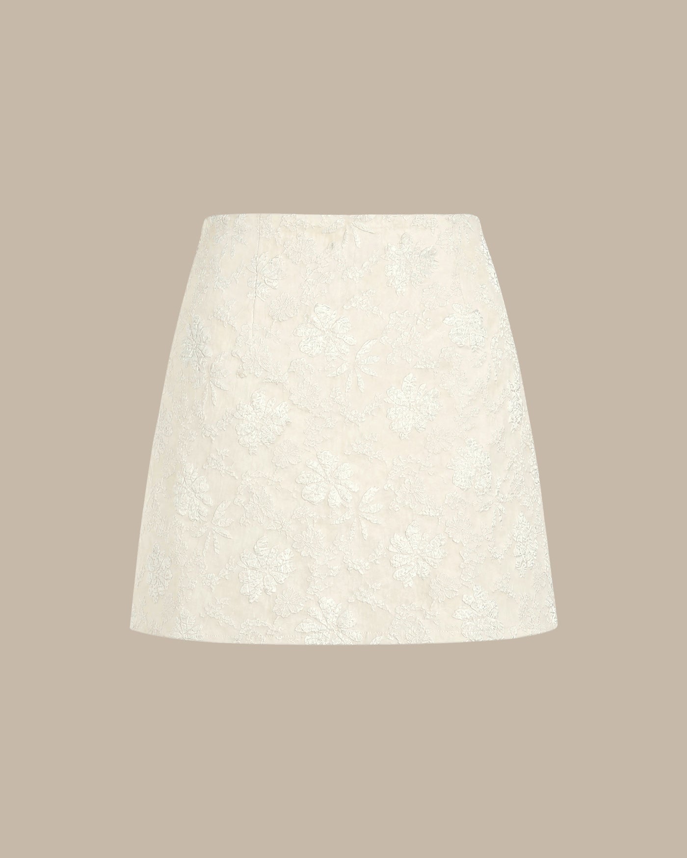 Apricot Jacquard Slit Mini Skirt