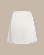 Apricot Lace Zipper Satin Mini Skirt