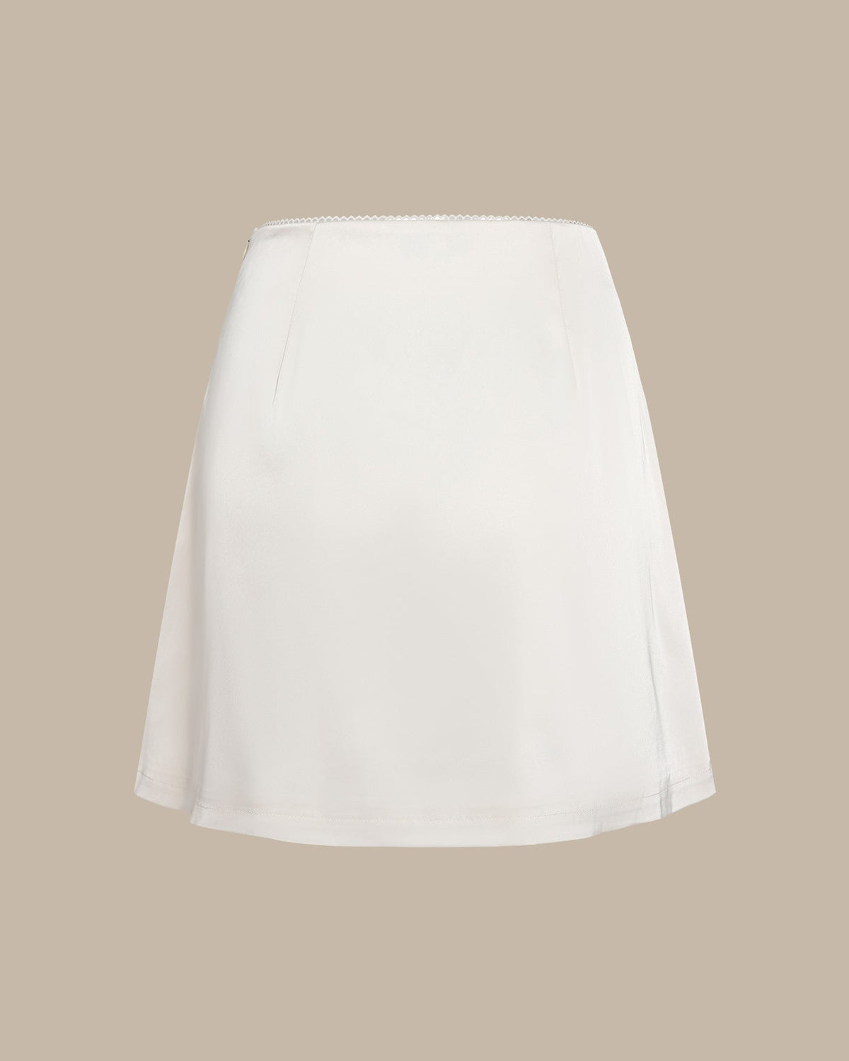 Apricot Lace Zipper Satin Mini Skirt