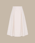 Off White Zipper A-Line Midi Skirt