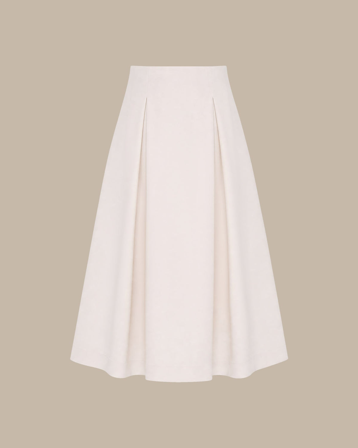 Off White Zipper A-Line Midi Skirt