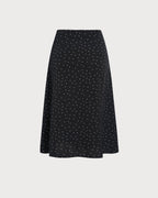 Black Polka Dot Midi Skirt