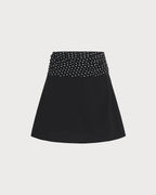 Black Polka Dot Splicing Mini Skirt