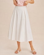 Off White Zipper A-Line Midi Skirt