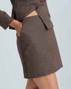 Coffee Plaid A-Line Mini Skirt