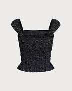 Black Square Neck Polka Dot Tank Top