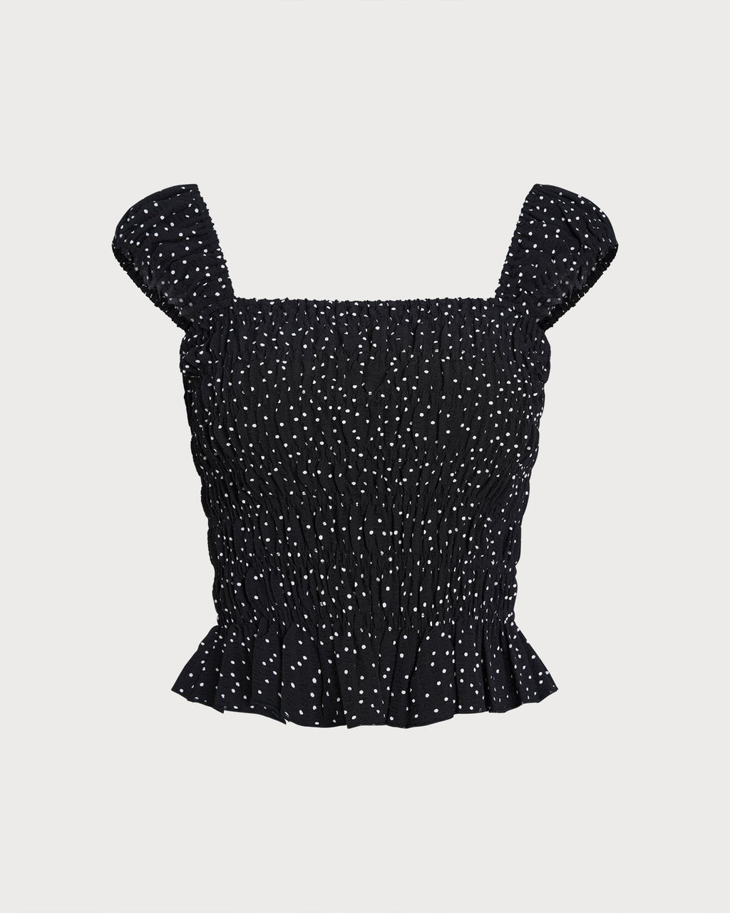 Black Square Neck Polka Dot Tank Top