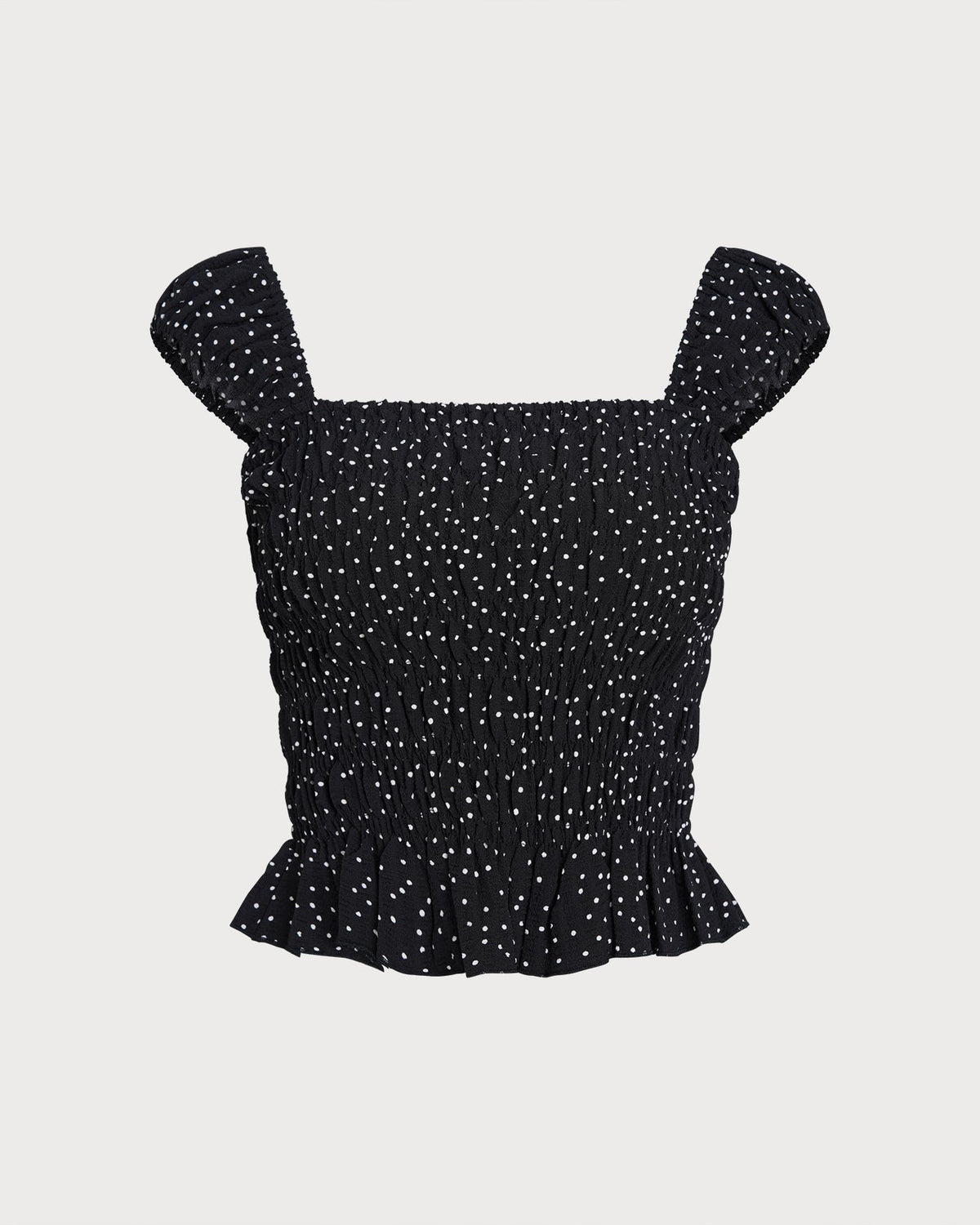 Black Square Neck Polka Dot Tank Top