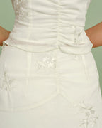 Apricot V Neck Embroidery Tee