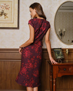 Wine Red Square Neck Floral Tank Top